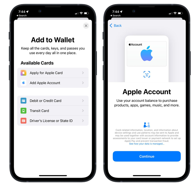 山亭苹果手机维修分享iOS 15.5钱包App如何添加 Apple 账户 